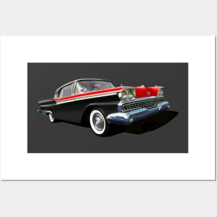 1959 Ford Galaxie in black and red Posters and Art